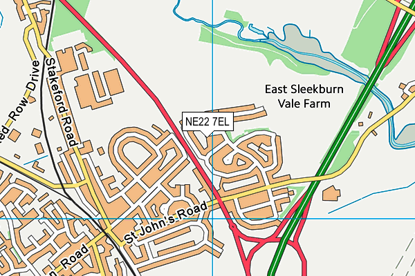 NE22 7EL map - OS VectorMap District (Ordnance Survey)