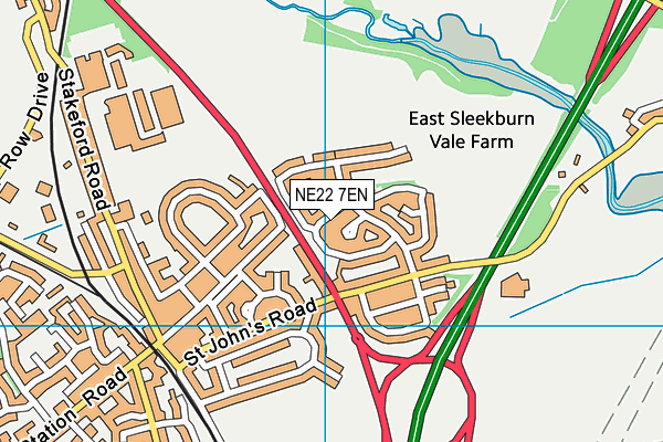 NE22 7EN map - OS VectorMap District (Ordnance Survey)