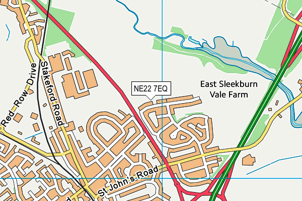 NE22 7EQ map - OS VectorMap District (Ordnance Survey)