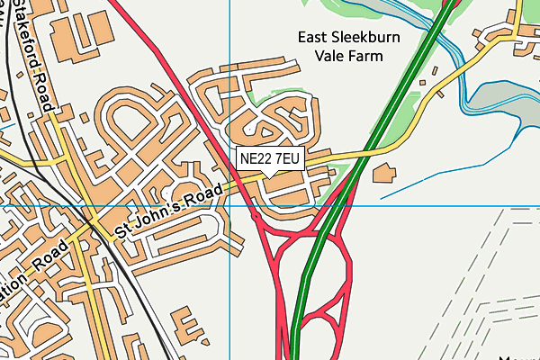 NE22 7EU map - OS VectorMap District (Ordnance Survey)