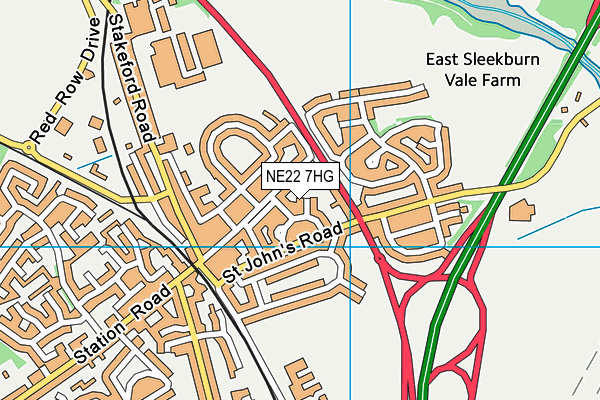 NE22 7HG map - OS VectorMap District (Ordnance Survey)