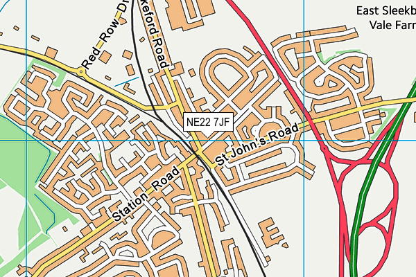 NE22 7JF map - OS VectorMap District (Ordnance Survey)