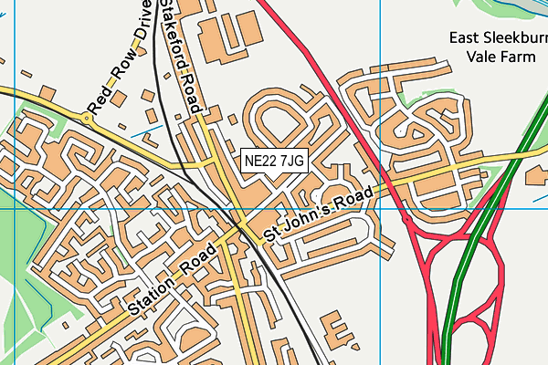 NE22 7JG map - OS VectorMap District (Ordnance Survey)