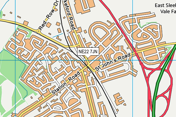 NE22 7JN map - OS VectorMap District (Ordnance Survey)