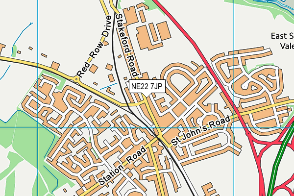 NE22 7JP map - OS VectorMap District (Ordnance Survey)