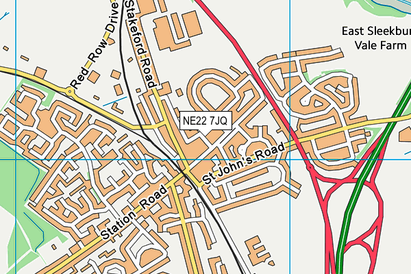 NE22 7JQ map - OS VectorMap District (Ordnance Survey)