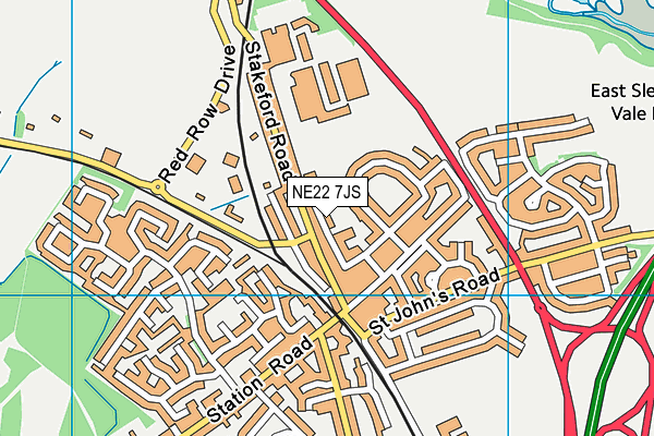 NE22 7JS map - OS VectorMap District (Ordnance Survey)