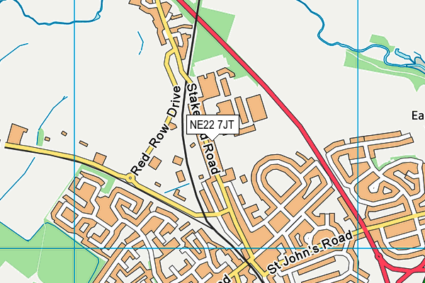 NE22 7JT map - OS VectorMap District (Ordnance Survey)