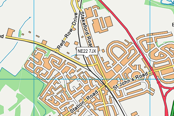 NE22 7JX map - OS VectorMap District (Ordnance Survey)