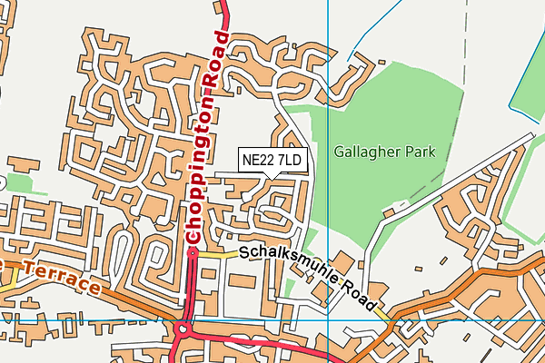 NE22 7LD map - OS VectorMap District (Ordnance Survey)