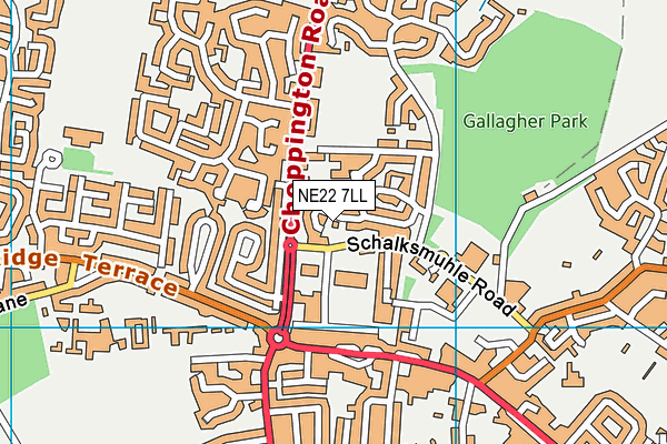 NE22 7LL map - OS VectorMap District (Ordnance Survey)