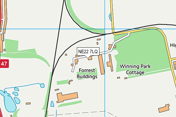 NE22 7LQ map - OS VectorMap District (Ordnance Survey)