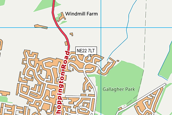 NE22 7LT map - OS VectorMap District (Ordnance Survey)