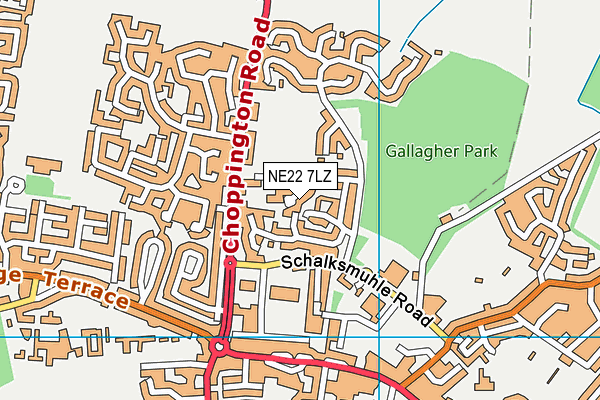 NE22 7LZ map - OS VectorMap District (Ordnance Survey)