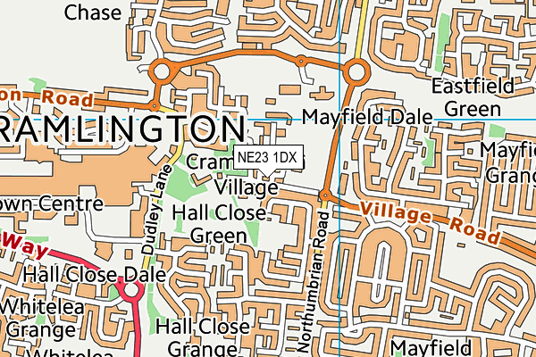 NE23 1DX map - OS VectorMap District (Ordnance Survey)