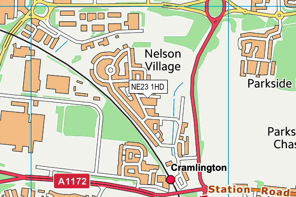 NE23 1HD map - OS VectorMap District (Ordnance Survey)