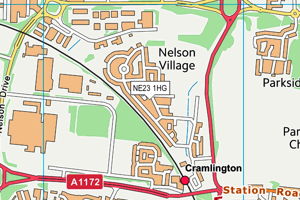 Nelson Miners Welfare (Closed) map (NE23 1HG) - OS VectorMap District (Ordnance Survey)