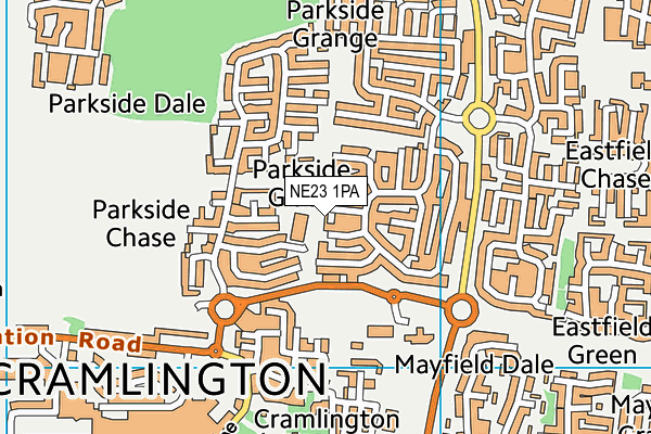 NE23 1PA map - OS VectorMap District (Ordnance Survey)