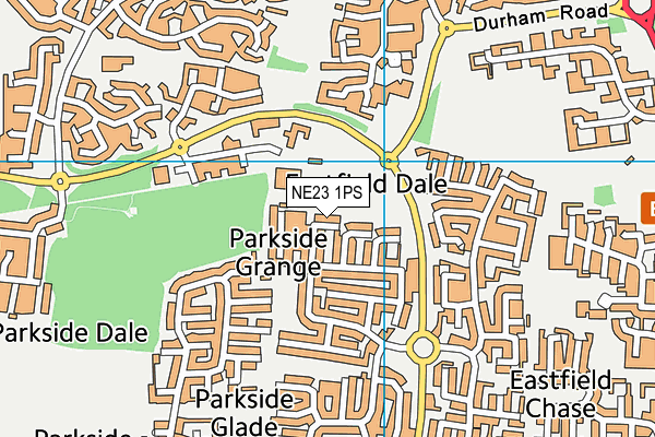 NE23 1PS map - OS VectorMap District (Ordnance Survey)