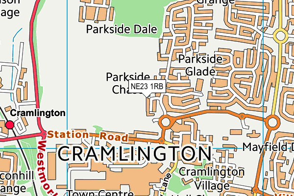 Central Park (Cramlington) map (NE23 1RB) - OS VectorMap District (Ordnance Survey)
