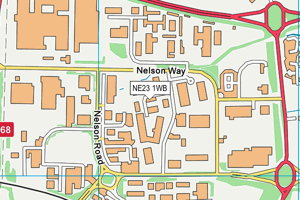 NE23 1WB map - OS VectorMap District (Ordnance Survey)