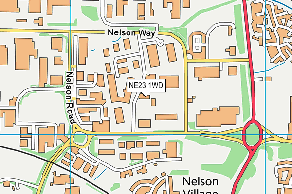 NE23 1WD map - OS VectorMap District (Ordnance Survey)