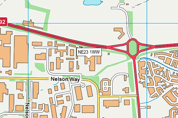 NE23 1WW map - OS VectorMap District (Ordnance Survey)