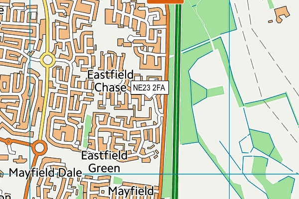NE23 2FA map - OS VectorMap District (Ordnance Survey)
