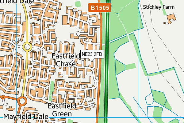 NE23 2FD map - OS VectorMap District (Ordnance Survey)
