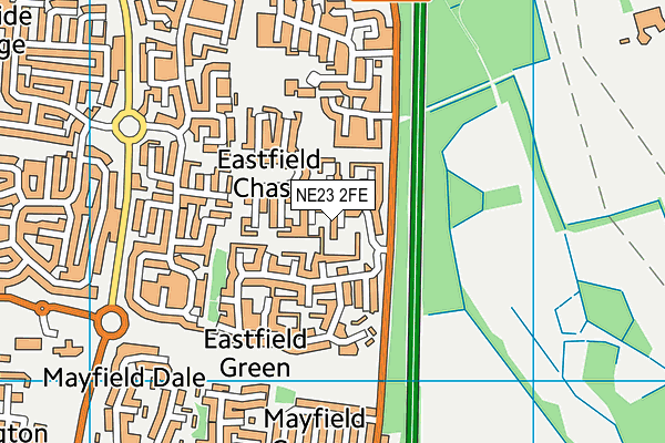 NE23 2FE map - OS VectorMap District (Ordnance Survey)