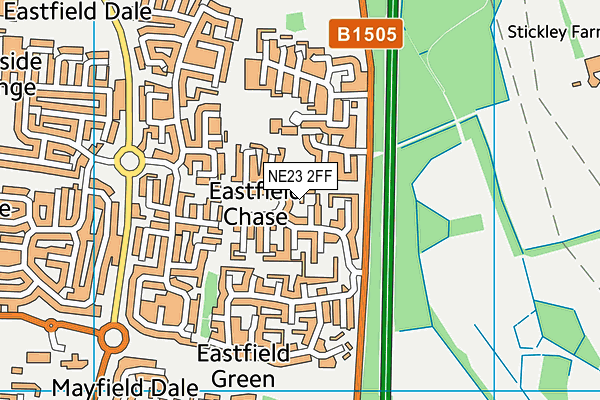 NE23 2FF map - OS VectorMap District (Ordnance Survey)