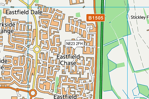 NE23 2FH map - OS VectorMap District (Ordnance Survey)
