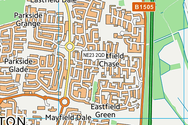 NE23 2QD map - OS VectorMap District (Ordnance Survey)