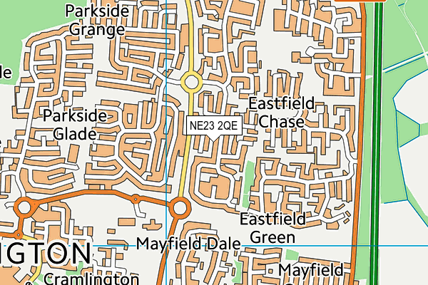 NE23 2QE map - OS VectorMap District (Ordnance Survey)