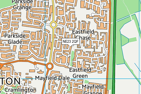NE23 2QF map - OS VectorMap District (Ordnance Survey)