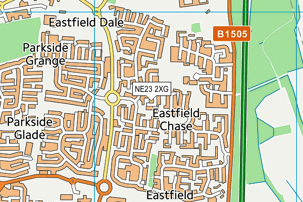 NE23 2XG map - OS VectorMap District (Ordnance Survey)