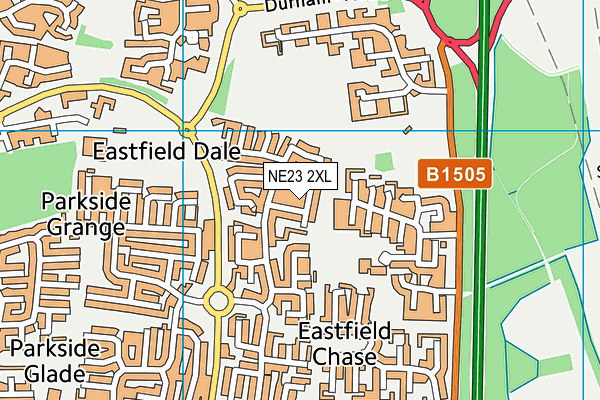 NE23 2XL map - OS VectorMap District (Ordnance Survey)