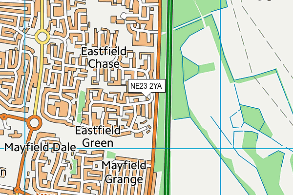 NE23 2YA map - OS VectorMap District (Ordnance Survey)