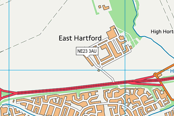 East Hartford Recreation Ground map (NE23 3AU) - OS VectorMap District (Ordnance Survey)