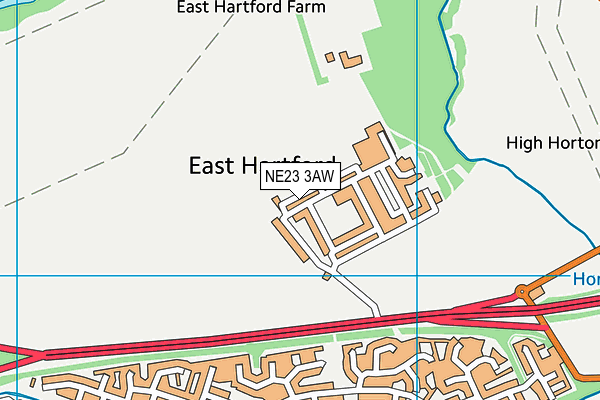 NE23 3AW map - OS VectorMap District (Ordnance Survey)