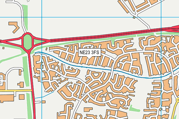 NE23 3FS map - OS VectorMap District (Ordnance Survey)