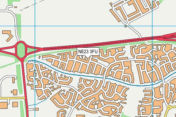 NE23 3FU map - OS VectorMap District (Ordnance Survey)