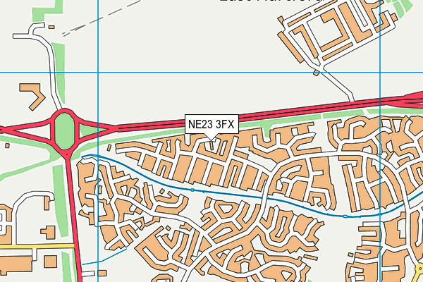 NE23 3FX map - OS VectorMap District (Ordnance Survey)