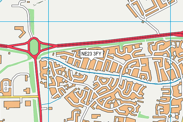 NE23 3FY map - OS VectorMap District (Ordnance Survey)