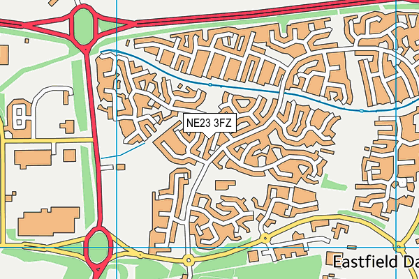 NE23 3FZ map - OS VectorMap District (Ordnance Survey)