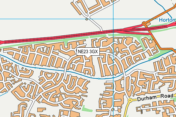 NE23 3GX map - OS VectorMap District (Ordnance Survey)