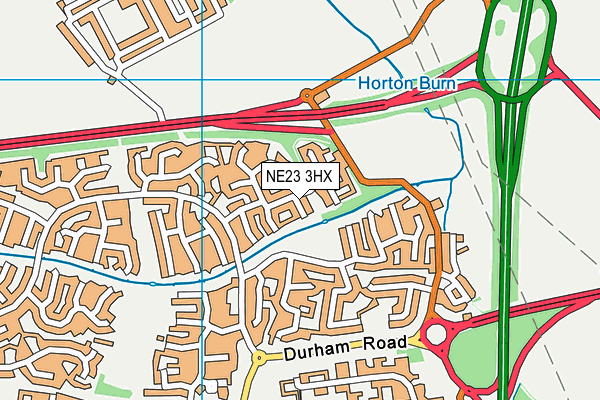 NE23 3HX map - OS VectorMap District (Ordnance Survey)