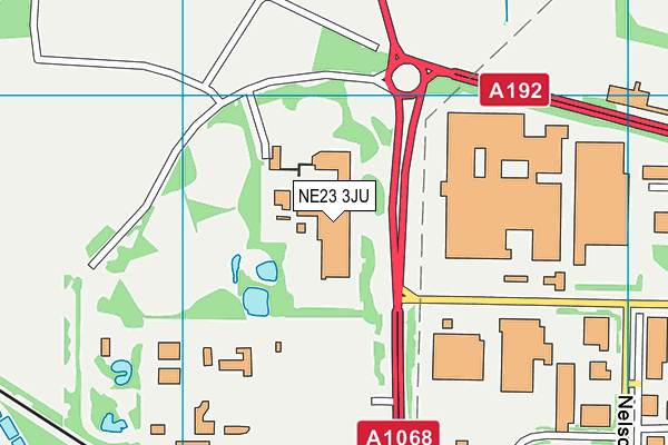 NE23 3JU map - OS VectorMap District (Ordnance Survey)