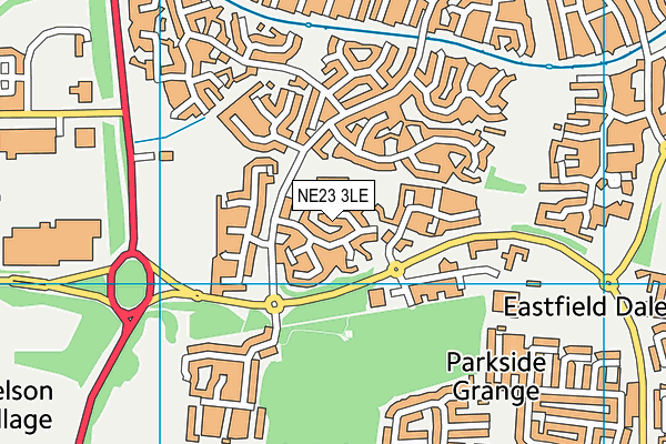 NE23 3LE map - OS VectorMap District (Ordnance Survey)