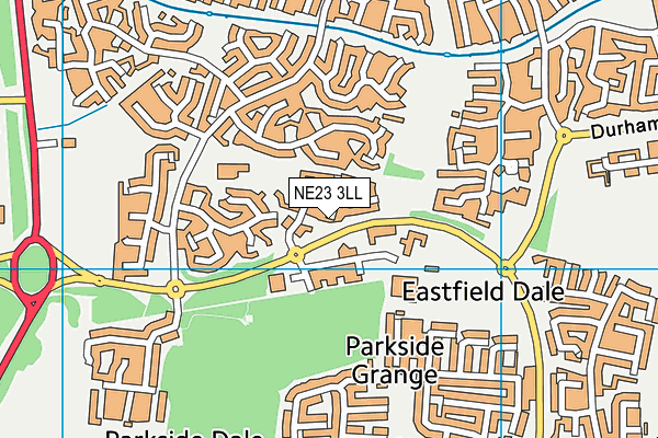 NE23 3LL map - OS VectorMap District (Ordnance Survey)